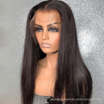 Cheap Wholesale Straight Raw Indian Virgin Human Hair Transparent Lace Frontal Wig Pre Plucked Lace Front Wig Human Hair Vendor